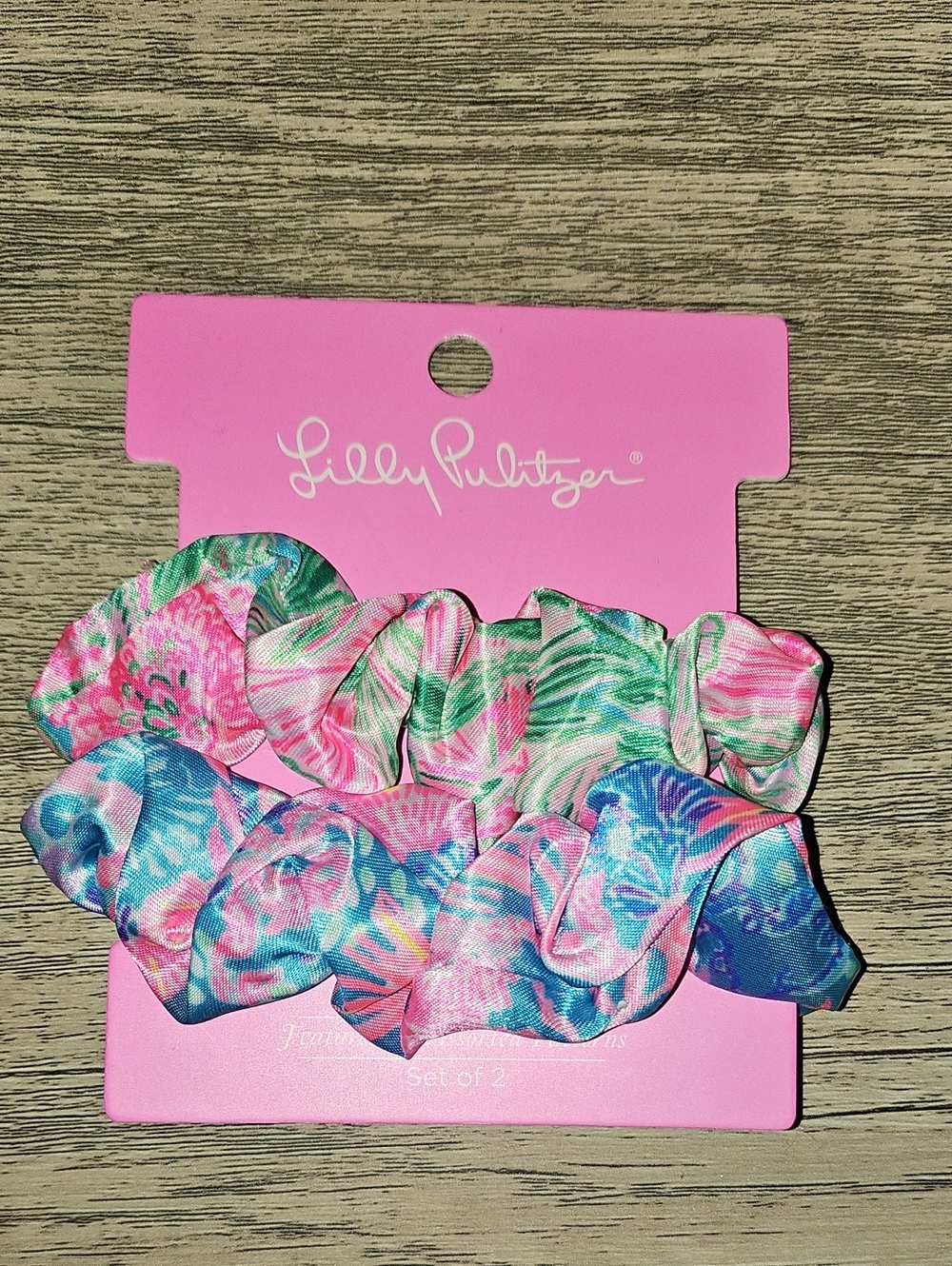 Lilly Pulitzer Pink & Blue Floral Scrunchie Set